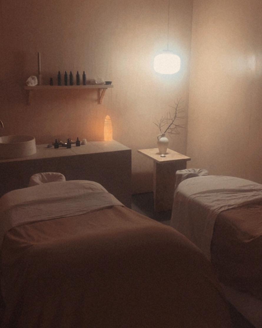 Unison couples massage Byron Bay — two practitioners in shared ceremony at House of Shemana